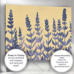 Purple Lavender Meadow Botanical Silhouette Floral Art Canvas Wall Print Decor Picture Ready To Hang - thumbnail 3