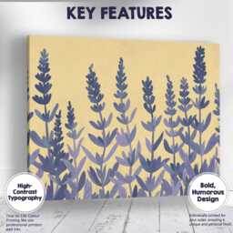 Purple Lavender Meadow Botanical Silhouette Floral Art Canvas Wall Print Decor Picture Ready To Hang - thumbnail 1