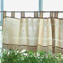Boho Cotton-Linen Cafe Curtain Farmhouse Tassel Valance - thumbnail 1
