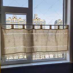 Boho Cotton-Linen Cafe Curtain Farmhouse Tassel Valance - thumbnail 4