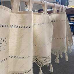 Boho Cotton-Linen Cafe Curtain Farmhouse Tassel Valance - thumbnail 2