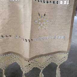 Boho Cotton-Linen Cafe Curtain Farmhouse Tassel Valance - thumbnail 3