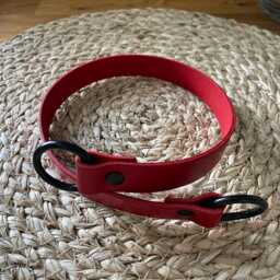 Red Leather Curtain Tie Back Handmade - thumbnail 4