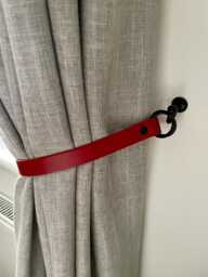 Red Leather Curtain Tie Back Handmade - thumbnail 1