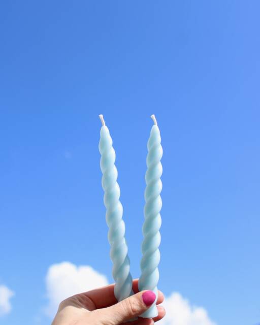 Seascape Twist Candles Beeswax Soy Blend Summer Taper Candles - Set Of 2 - image 1