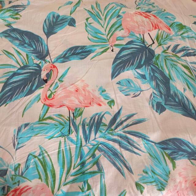 Tropical Pink Flamingo Botanical Rainforest Cotton Curtains, Semi Sheer Curtain