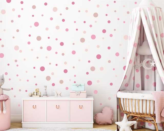 Blush Pink Polka Dot Wall Decals Nursery & Playroom Decor - 160 Pack - image 1