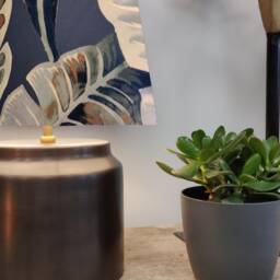Tropical Leaves Blue Velvet Cone Lampshade, Botanical Tall Lamp Shade - thumbnail 2
