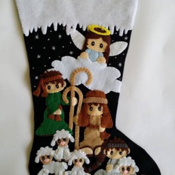 Shepherds Keeping Watch Felt Christmas Stocking - Personalized - thumbnail 3