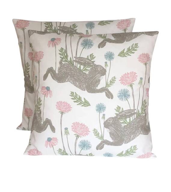 "2 X Studio G March Hares Pastel Cushion Covers 16"" 18"" 20"" 22"" 24" - image 1