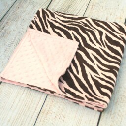 Pink Zebra Minky Baby Blanket - Shower Gift New Girl Soft Lovey Nursery Keepsake Car Seat Woobie - thumbnail 2