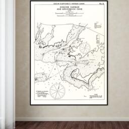 Antique Nautical Chart Print Coscob Harbor & Greenwich Cove, Connecticut - thumbnail 3