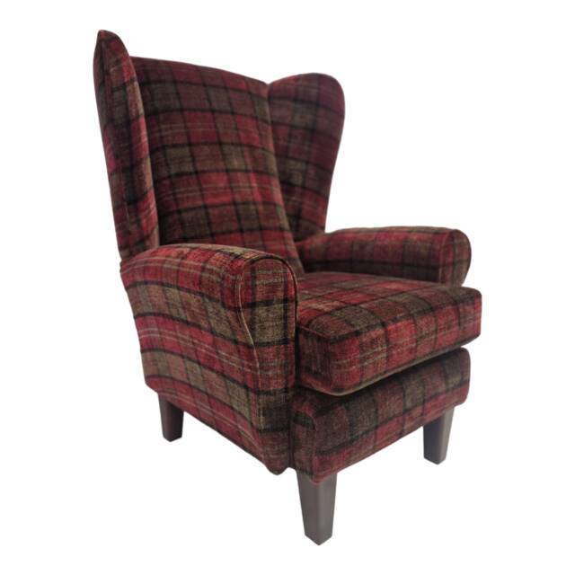 Queen Anne Wing Back Cottage Fireside Chair Lana Red - Solid Wood Mahogany Legs - image 1