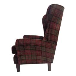 Queen Anne Wing Back Cottage Fireside Chair Lana Red - Solid Wood Mahogany Legs - thumbnail 3