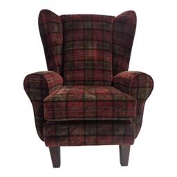 Queen Anne Wing Back Cottage Fireside Chair Lana Red - Solid Wood Mahogany Legs - thumbnail 2
