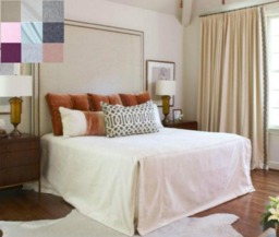Boxed Style Bed Cover Natural Linen, Linen Coverlet, White, Gray, Blue, Pink, Stripe, Chevron, Over 40 Colors & Patterns - thumbnail 1