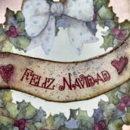 Plaque Merry Christmas - Shabby Chic Romantic Feliz Navidad Spanish -Christmas Decoration-Christmas Home - thumbnail 2