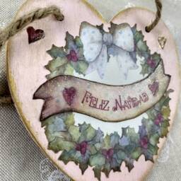 Plaque Merry Christmas - Shabby Chic Romantic Feliz Navidad Spanish -Christmas Decoration-Christmas Home - thumbnail 3