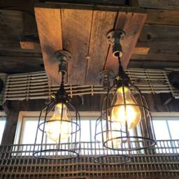 The Cage Match 3 Cage Industrial Barn Wood Ceiling Chandelier Light - thumbnail 4