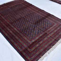 6x9 Red & Navy Blue Afghan Rug Handmade Wool Oriental Design - thumbnail 3