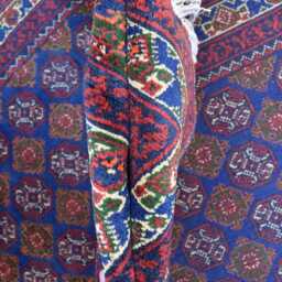 6x9 Red & Navy Blue Afghan Rug Handmade Wool Oriental Design - thumbnail 2