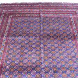 6x9 Red & Navy Blue Afghan Rug Handmade Wool Oriental Design - thumbnail 4
