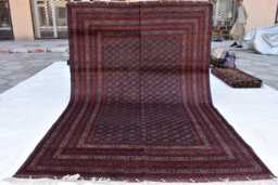 6x9 Red & Navy Blue Afghan Rug Handmade Wool Oriental Design - thumbnail 1