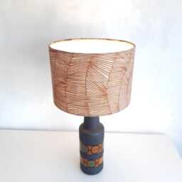 Vintage Ceramic West Germany Lamp Base With Handmade Lampshade Botanical Print - thumbnail 2