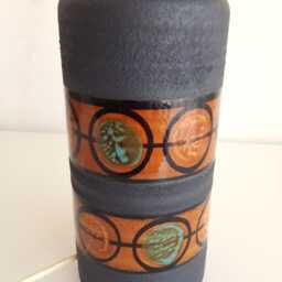 Vintage Ceramic West Germany Lamp Base With Handmade Lampshade Botanical Print - thumbnail 3