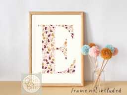 Personalised Ditsy Flower Initial Print. Perfect For A Girls Room, Nursery Or Playroom - Unframed - thumbnail 1