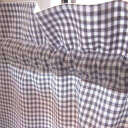 Vichy Country Curtain Net Curtain Check Grey White - thumbnail 3