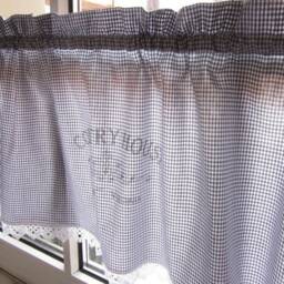 Vichy Country Curtain Net Curtain Check Grey White - thumbnail 4