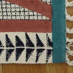 Hand Block Printed Cotton Rug Runner, Bohemian Geometric Hallway - thumbnail 2