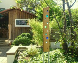 Garden Sculpture Made Of Wood & Glass. A Unique, Handmade, Weatherproof Garden Decoration - thumbnail 1