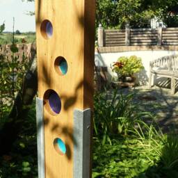 Garden Sculpture Made Of Wood & Glass. A Unique, Handmade, Weatherproof Garden Decoration - thumbnail 2