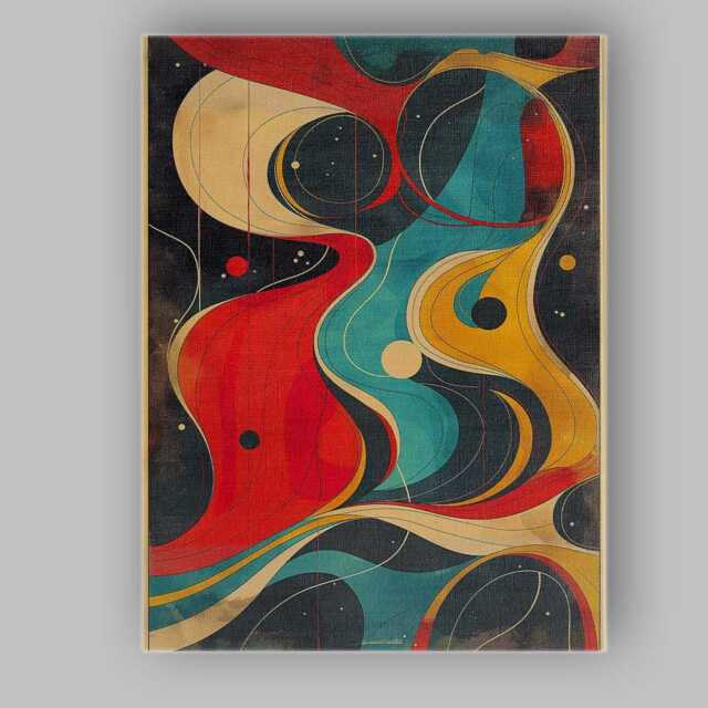 Mid Century Modern Colourful Abstract Geometric Shapes Illustration Canvas Wall Art Print Decor Picture Ready To Hang - image 1