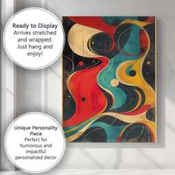 Mid Century Modern Colourful Abstract Geometric Shapes Illustration Canvas Wall Art Print Decor Picture Ready To Hang - thumbnail 3