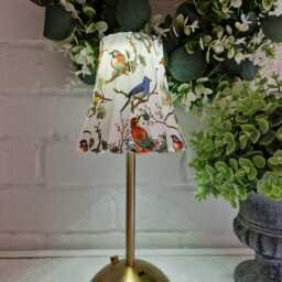 Cordless Touch Lamp. Beautiful Bird & Floral Usb Rechargeable Table Lamp.hand Decorated - thumbnail 3