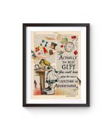 Alice in Wonderland Quote Print, Best Friends Gift Idea, Upcycled Art, in Wonderland Inspirational Art Poster, Nursery Art - thumbnail 1