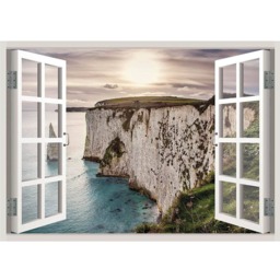 Beautiful Beach Landscape View Window 3D Wall Decal Art Removable Wallpaper Nature Mural Home Decor - thumbnail 2