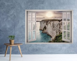 Beautiful Beach Landscape View Window 3D Wall Decal Art Removable Wallpaper Nature Mural Home Decor - thumbnail 1