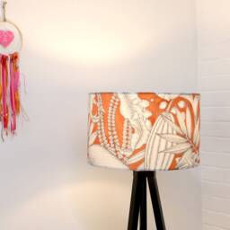 Orange Lampshade Burnt Tropical 20cm 25cm 30cm 35cm 40cm Drum Lamp Shade - Shade, Handmade Home Decor Ceiling Table - thumbnail 3
