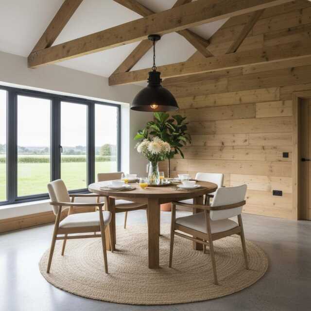 Handmade Solid Wood Round Dining Table, Chunky Farmhouse Kitchen Table - image 1