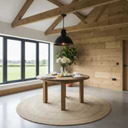 Handmade Solid Wood Round Dining Table, Chunky Farmhouse Kitchen Table - thumbnail 2