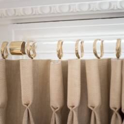 Clear Curtain Pole With Brass Brackets & End Caps - Strong Modern Rail Lucite Acrylic Custom Sizes - thumbnail 2