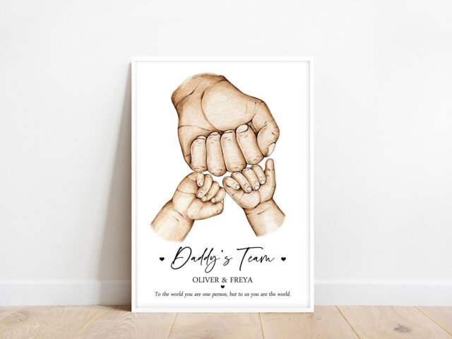 Personalised Family Daddy's Team Print Up To 8 Children Unframed Boy Girl Father's Day Gift Dad - image 1