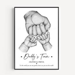 Personalised Family Daddy's Team Print Up To 8 Children Unframed Boy Girl Father's Day Gift Dad - thumbnail 3