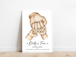 Personalised Family Daddy's Team Print Up To 8 Children Unframed Boy Girl Father's Day Gift Dad - thumbnail 1