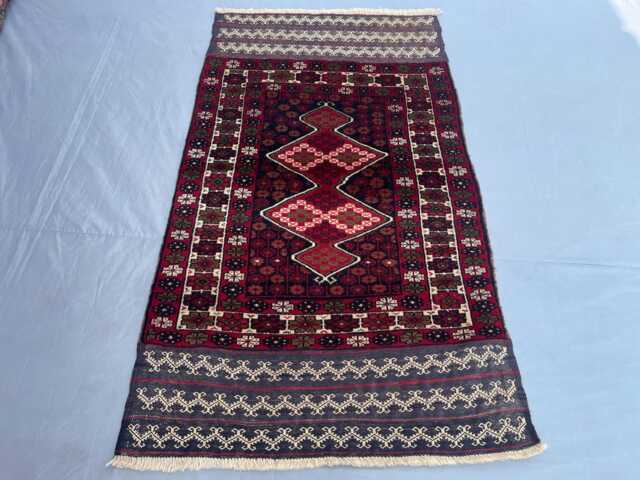 2x4 Authentic Afghan Mushwani Rug - Handwoven Wool Tribal Carpet Red&blue Oriental Accent For Bedroom, Entryway Or Living Room Boho Gift - image 1