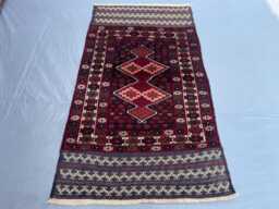 2x4 Authentic Afghan Mushwani Rug - Handwoven Wool Tribal Carpet Red&blue Oriental Accent For Bedroom, Entryway Or Living Room Boho Gift - thumbnail 1